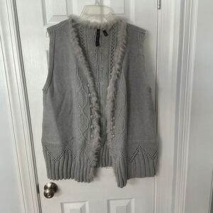 Allie & Rob Plus Size 1X Knit Vest Faux Fur Open Front Boho Cottagecore